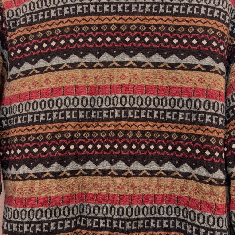 Two Star Dog Aztec Navajo Print Open Front Knit Cardigan Pima Cotton Boho Medium